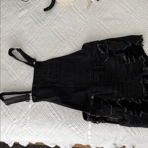 Express Black Distressed Denim Romper